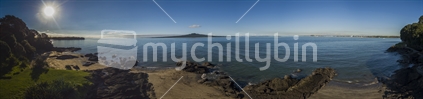 Panoramic view of Rangitoto from North Head