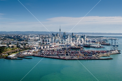Aerial view of Auckland City and Mechanics Bay (High ISO)