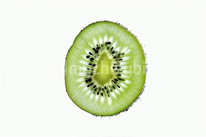 Cross section kiwi fruit with white background (See also mychillybin#102325_207)