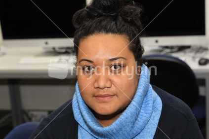 University student in learning lab - Maori female
