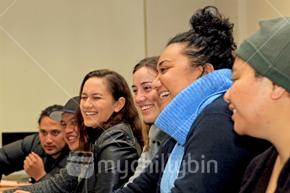 Group of Maori students in university classroom