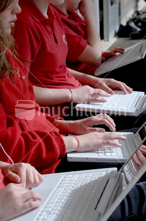 School Students with Laptops