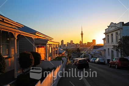 Auckland City Skyline, from Ponsonby, at the Magic Hour