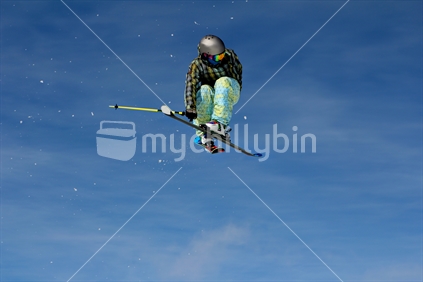 Airbourne Skier and Snow