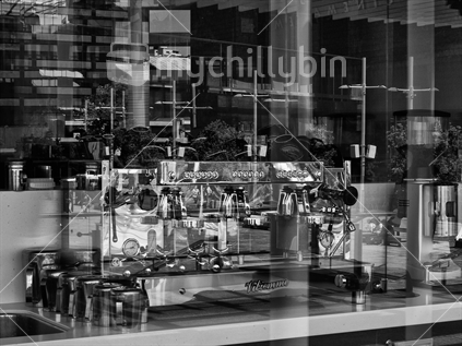 Cafe reflection abstract.