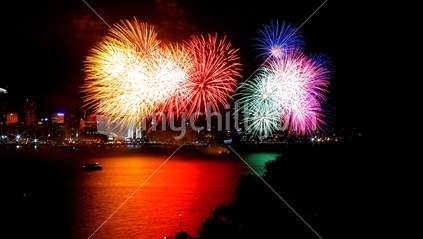 Fireworks display over Waitemata Harbour, Auckland Anniversary Day 2011, New Zealand