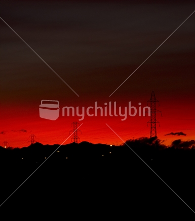 Blood-red sunset after the Chile volcanic eruption, 2011