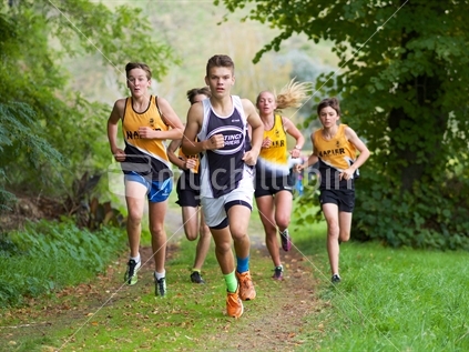 Young harriers competing in a club cross country race in Hawke's Bay, April 2015.
