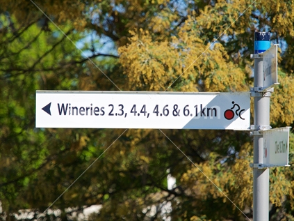Informative sign for wine buff cyclists in Hawke's Bay