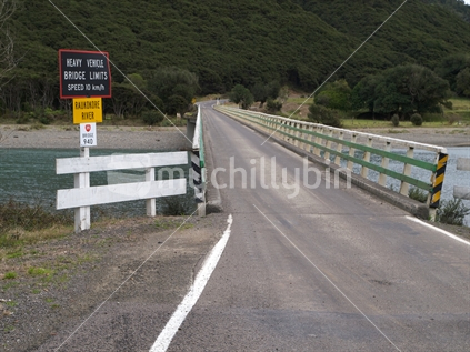 One-way bridge over the Raukokore River, Bay of Plenty, New Zealand.
