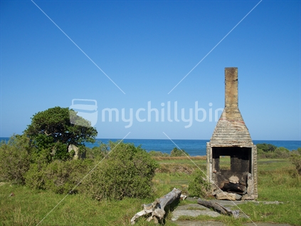 The chimney of an old demolished house near Cape Palliser