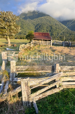 Old barn on a farm in South Westland, New Zealand