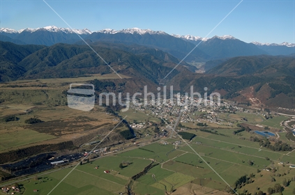 Aerial view of Reefton township, West Coast, 