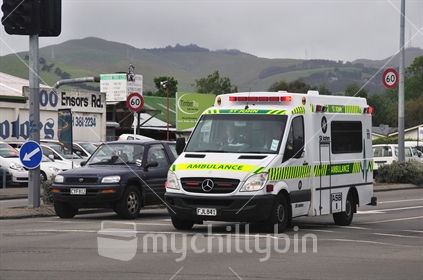 Ambulance rushing to emergency in Christchurch