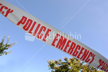 Barrier tape erected at a police emergency site