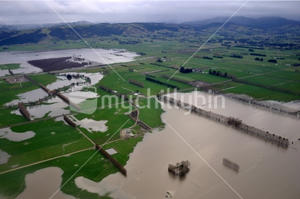 JUNE 27, 2013: Winter flooding in the Tareri River, inland from Dunedin