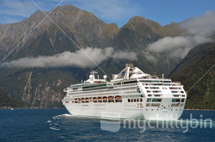 Luxury liner Dawn Princess enters Milford Sound on March 13, 2013
