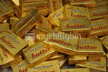 Packs of Westgold butter from Westland dairy Products, New Zealand