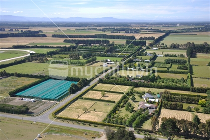 Aerial of tidy Canterbury farms, South Island
