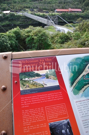 Information signage at historic Brunner Mine site, Westland
