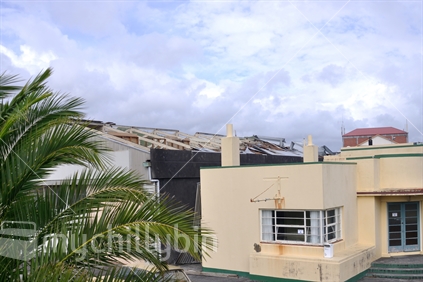 Commercial buildings de-roofed by Cyclone Ita, Greymouth, April 17, 2014
