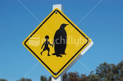 Humorous signage for children and penguins at the popular Antarctic Centre, Christchurch, South Island