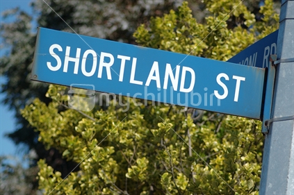 Genuine street sign for Shortland Street, popular New Zealand soap opera