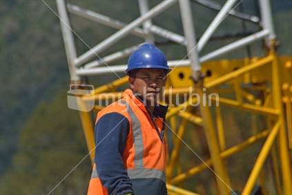 Portrait of construction worker on construction project.