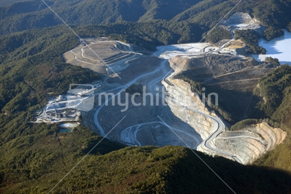 Aerial of the Oceana gold mine near Reefton, Westland, New Zealand