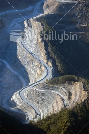 Aerial of the Oceana gold mine near Reefton, Westland, New Zealand