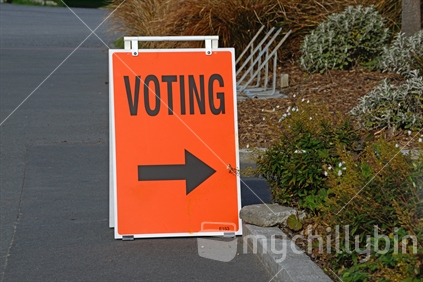 Voting sign outside the Darfield Library