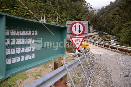 A memorial board for 29 lost miners stands at the approach to the  Pike River Coal mine on May 20, 2015 near Greymouth, New Zealand. 