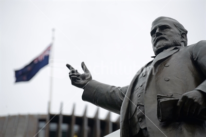 A statue of iconic New Zealand Prime Minister Richard Seddon at Parliament House in Wellington