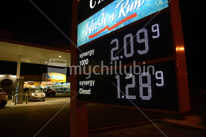 Prices advertised for petrol and diesel at an Auckland service station,  July 16, 2015