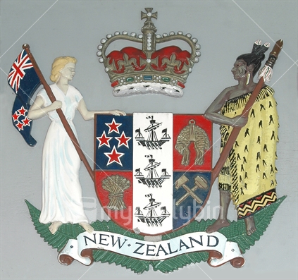 New Zealand Coat of Arms at Shantytown Post Office, West Coast, South Island