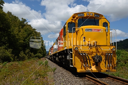 A Kiwi Rail DX class locomotive diesel-electric locomotive enroute from Reefton to Otago  on 21.12.2015