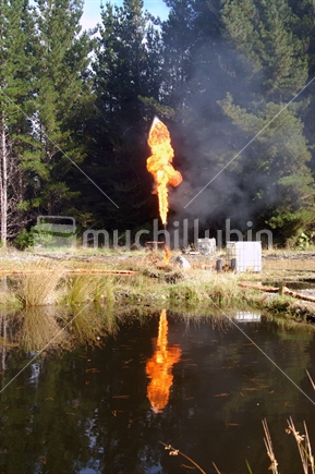 Burning off waste gas at exploratory well, Westland