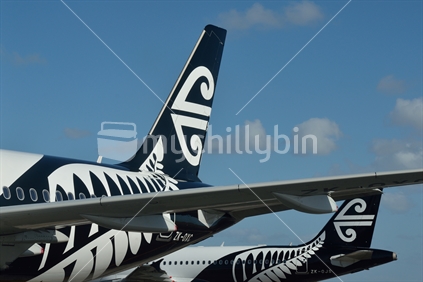 Air New Zealand jets on the tarmac at Auckland Airport