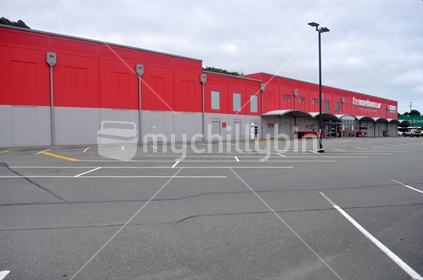 GREYMOUTH, NEW ZEALAND, APRIL 11, 2020: An iconic New Zealand shopping mecca, The Warehouse, remains closed during the Covid 19 lockdown in New Zealand, April 11,  2020