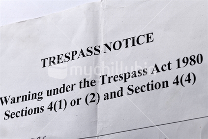 Title of a well-worn trespass notice issued by the New Zealand police