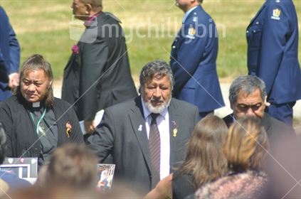 Dr Pita Sharples and other Government ministers paying their respects at the 2010 Memorial Service for 29 coal miners killed in the Pike River coal mine near Greymouth, West Coast
