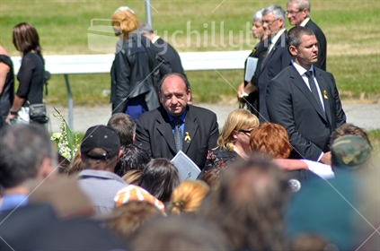 Pike River CEO Peter Whittall paying his respects at the 2010 Memorial Service for 29 coal miners killed in the Pike River coal mine near Greymouth, West Coast