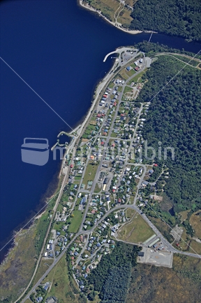 Aerial of Moana township at Lake Brunner, West Coast