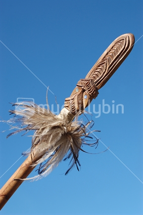 Head of a taiaha, or Maori spear, New Zealand.
