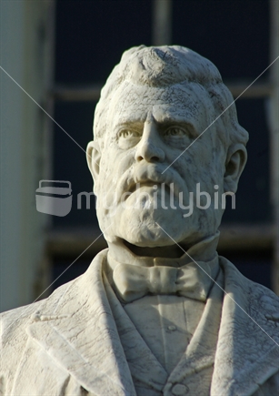 Statue of Richard John Seddon, former Prime Minister of New Zealand, erected in Hokitika, West Coast.
