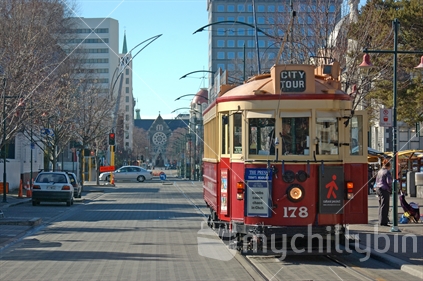 Tram in pre-earthquake Christchurch