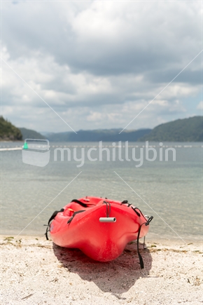 Kayak on the lake beach 