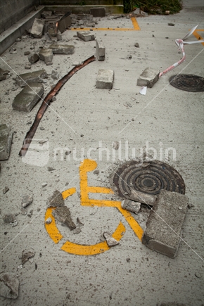 Christchurch disabled parking space, Earthquake 2011.