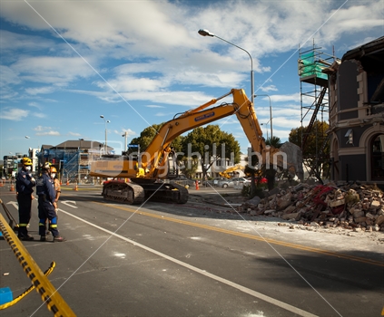 Demolition of the Carlton Christchurch, after the 2011 Earthquakes. 