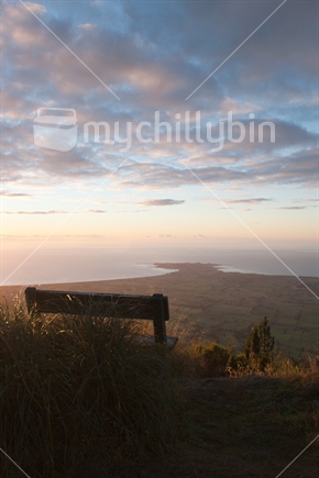 Early morning glow over Kaikoura's peninsula from a lookout point on the Mount Fyffe track.